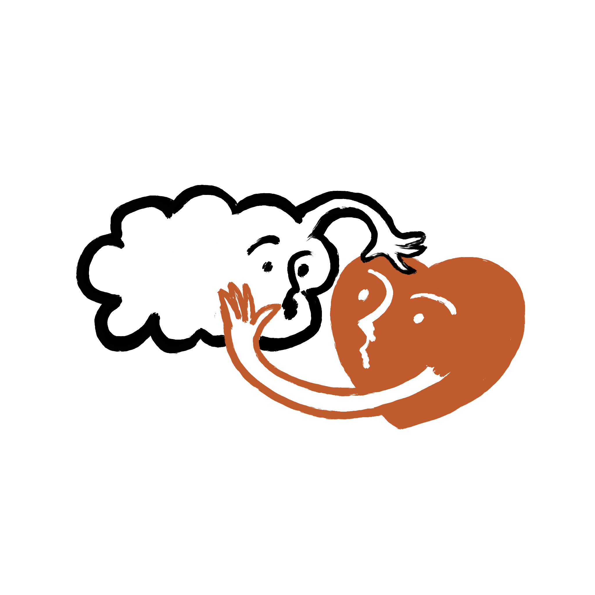 Cuore e cervello che si guardano innamorati.